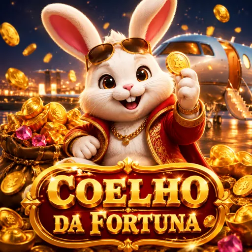 Card do jogo Fortune Rabbit com o coelho da fortuna e símbolos de prêmio