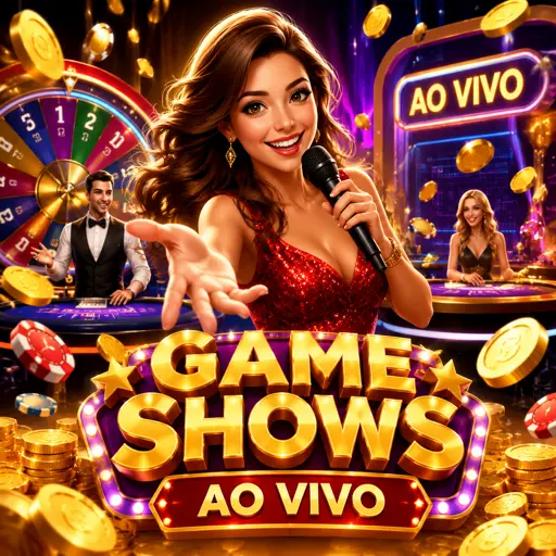 Game show ao vivo com roda gigante e apresentador em estúdio